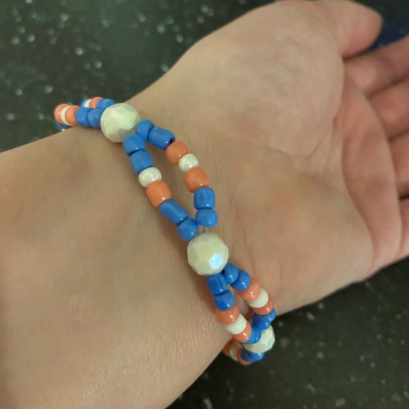 PRIDE COLLECTION Handmade Beaded Bracelet of The Trans Flag New & Upcycled Beads - Picture 2 of 3